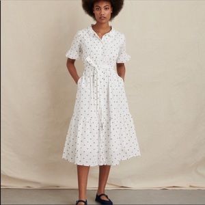 ALEX MILL DAISY FIELD DRESS WHITE/NAVYEMBROIDERY